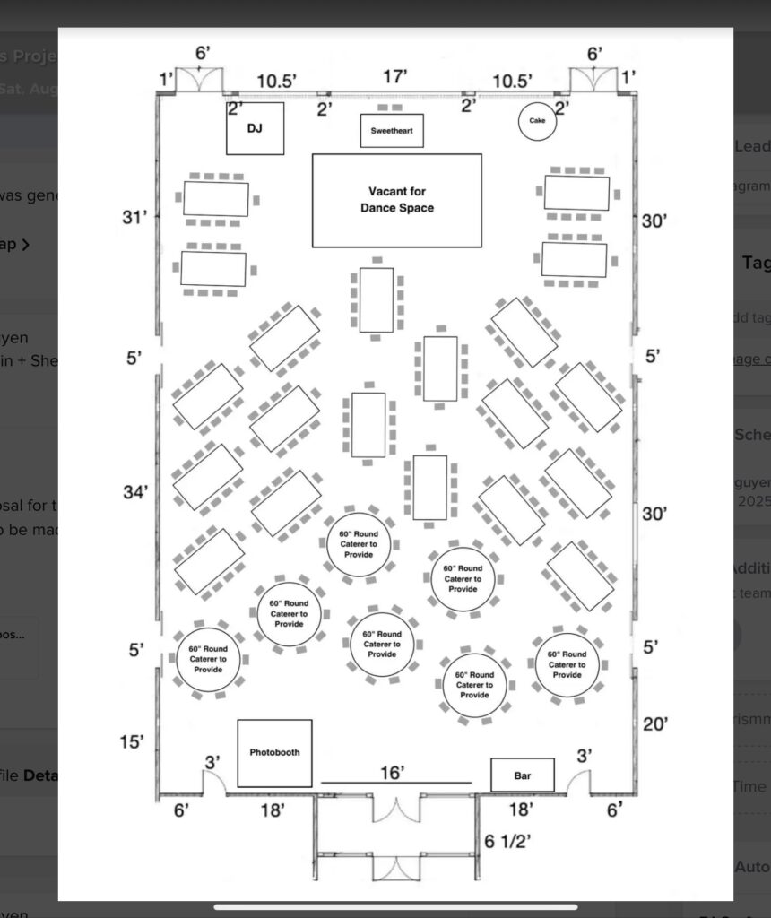 wedding guest floor layout, guest list for wedding