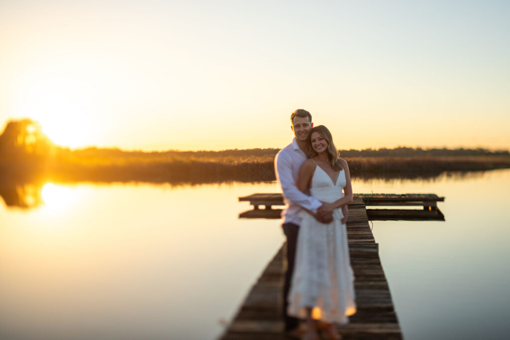 engagement photos at lakeside wedding venue in Central Florida