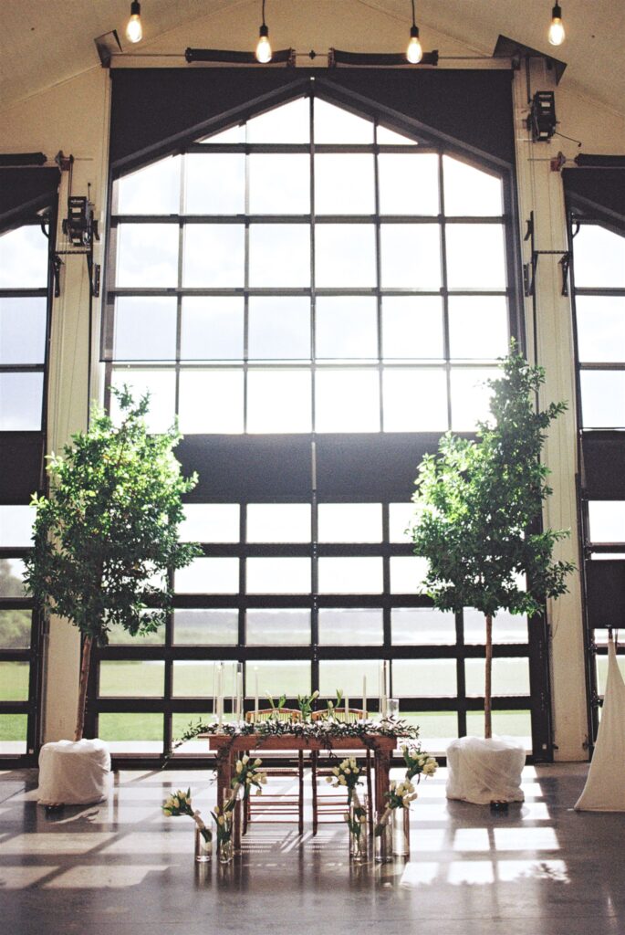 wedding venue with lakeside, sunset view