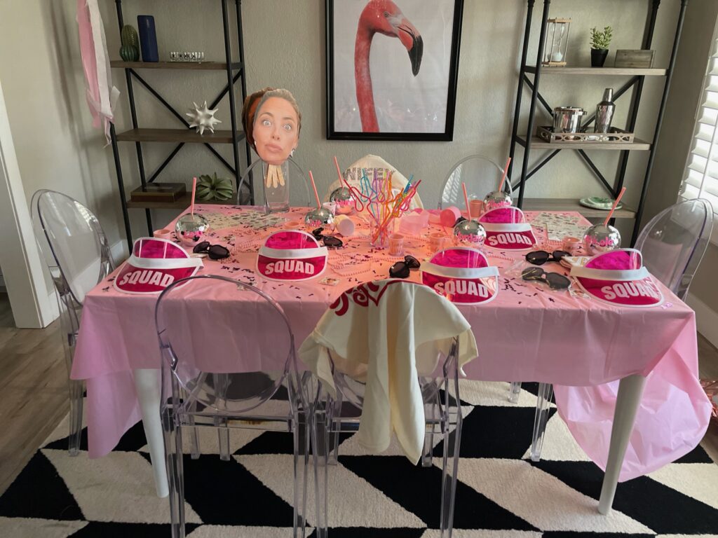 table decor for bachelorette party in Orlando, getting hitched