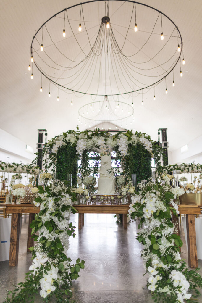 green and white florals for wedding decor in Orlando Florida