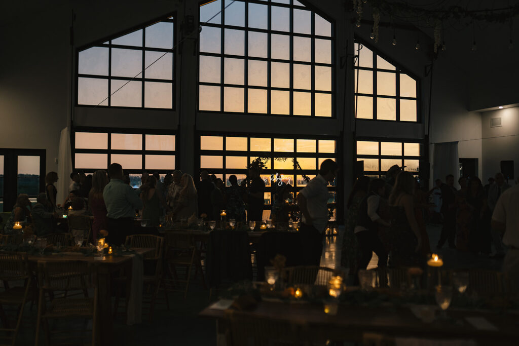 Florida sunset with candlelit reception for wedding at barn venue