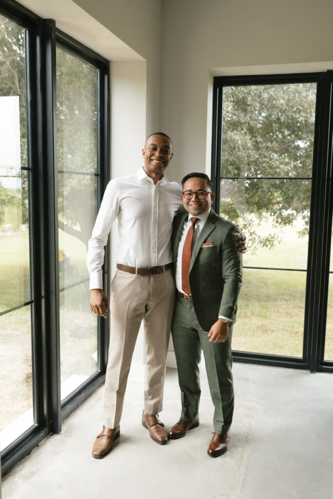 Groom and best man prior to the wedding